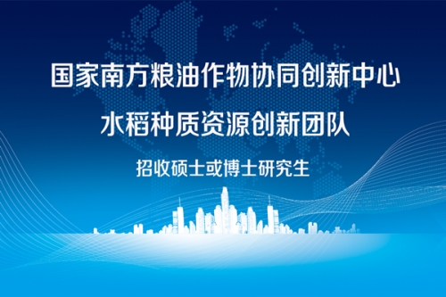 国家南方粮油作物协同创新中心水稻种质资源创新团队招收硕士或博士研究生